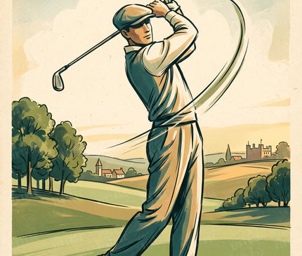 affiche golf campagne anglaise vintage