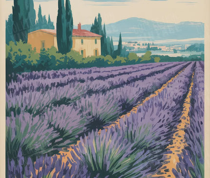 affiche aix en provence champs de lavande