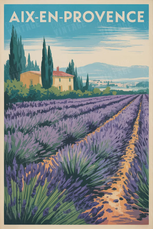 affiche aix en provence champs de lavande