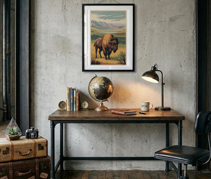 affiche bison americain vintage