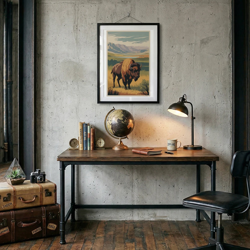 affiche bison americain vintage