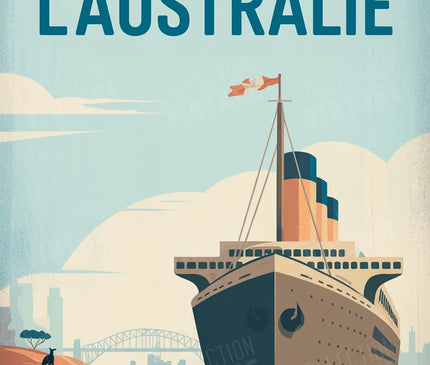 affiche ancienne compagnie maritime australie