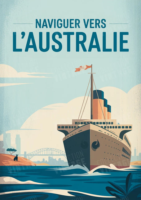 affiche ancienne compagnie maritime australie