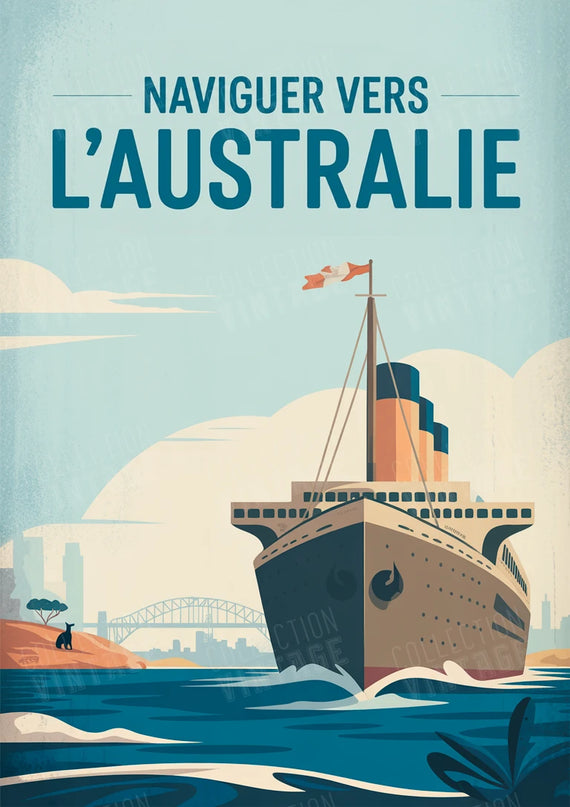 affiche ancienne compagnie maritime australie