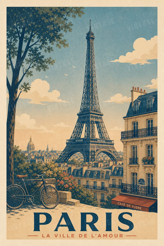 Poster mural tour Eiffel illustration vintage