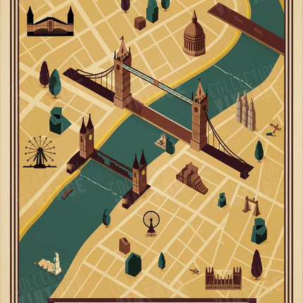 affiche plan ancien de londres
