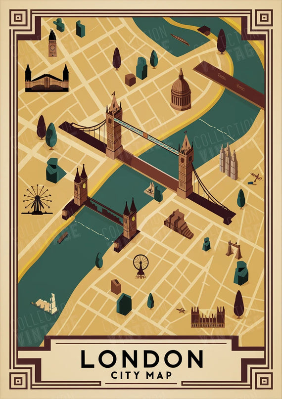 affiche plan ancien de londres
