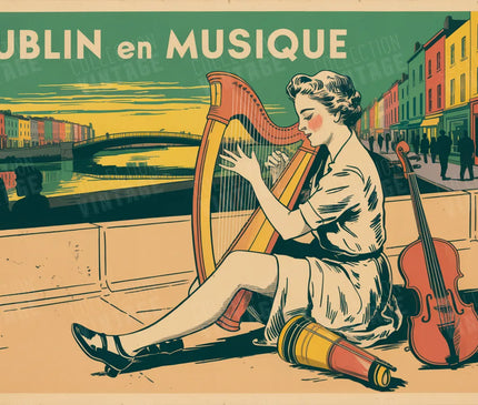 affiche dublin musique irlandaise vintage