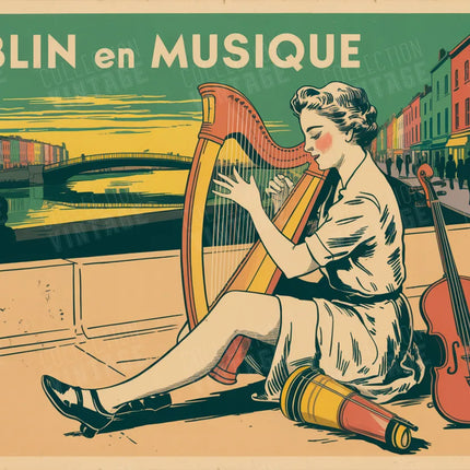 affiche dublin musique irlandaise vintage