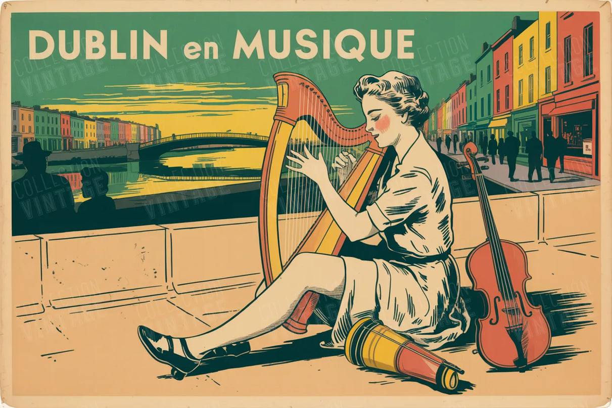 affiche dublin musique irlandaise vintage