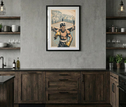 affiche boxe style art nouveau