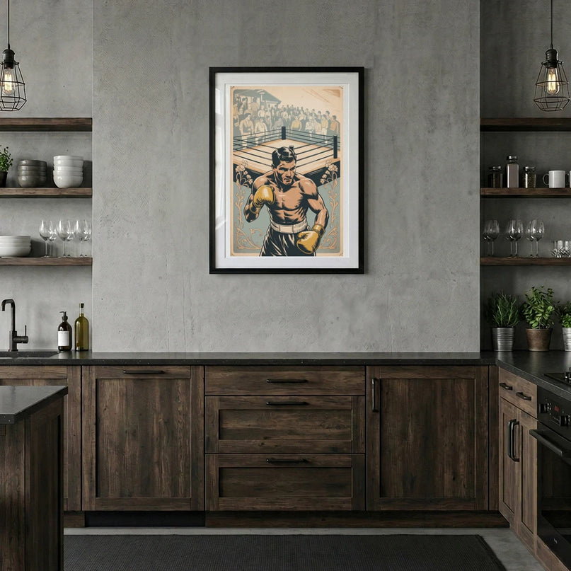 affiche boxe style art nouveau