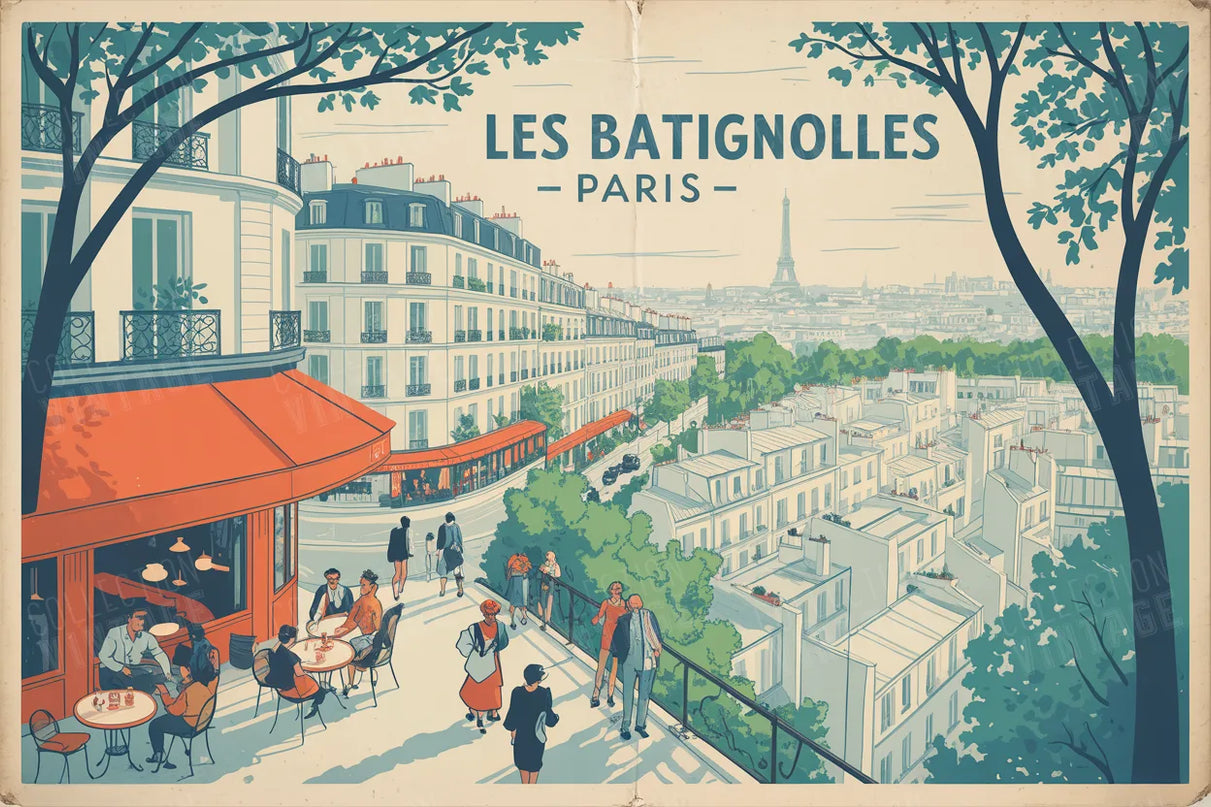 affiche batignolles paris vintage