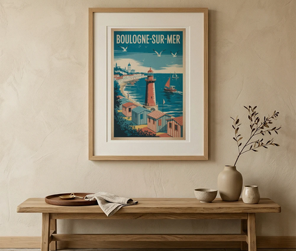 affiche boulogne-sur-mer front de mer graphique