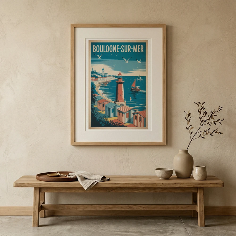 affiche boulogne-sur-mer front de mer graphique