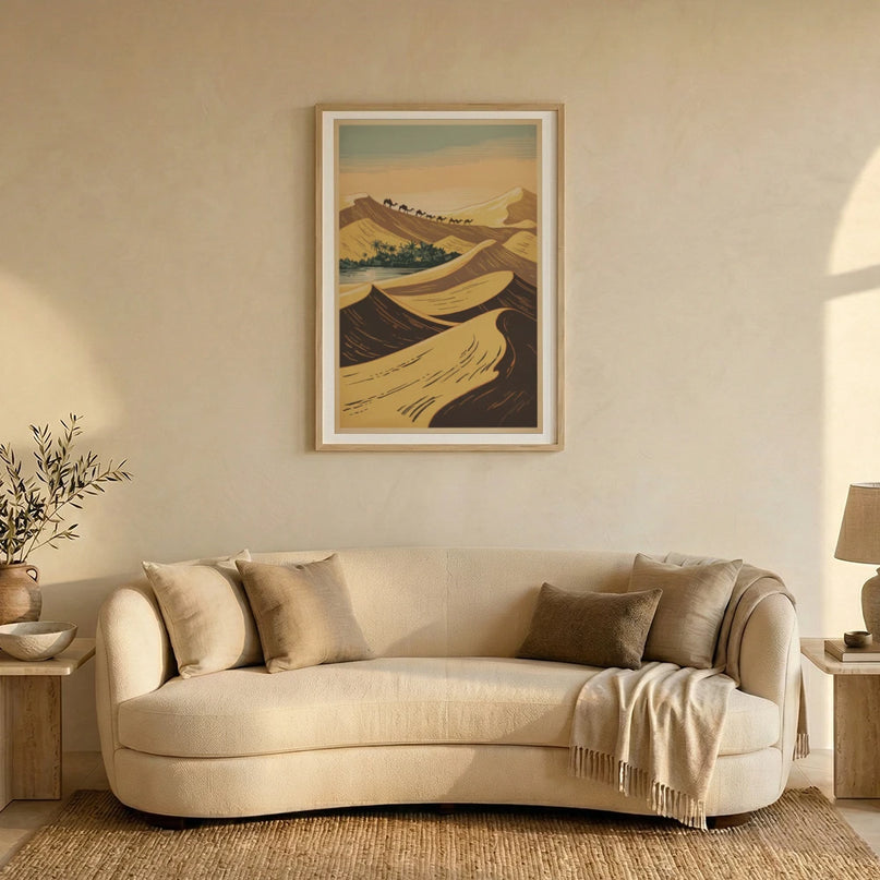 affiche désert du sahara paysage désertique stylisé