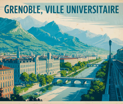 affiche grenoble université ville vintage