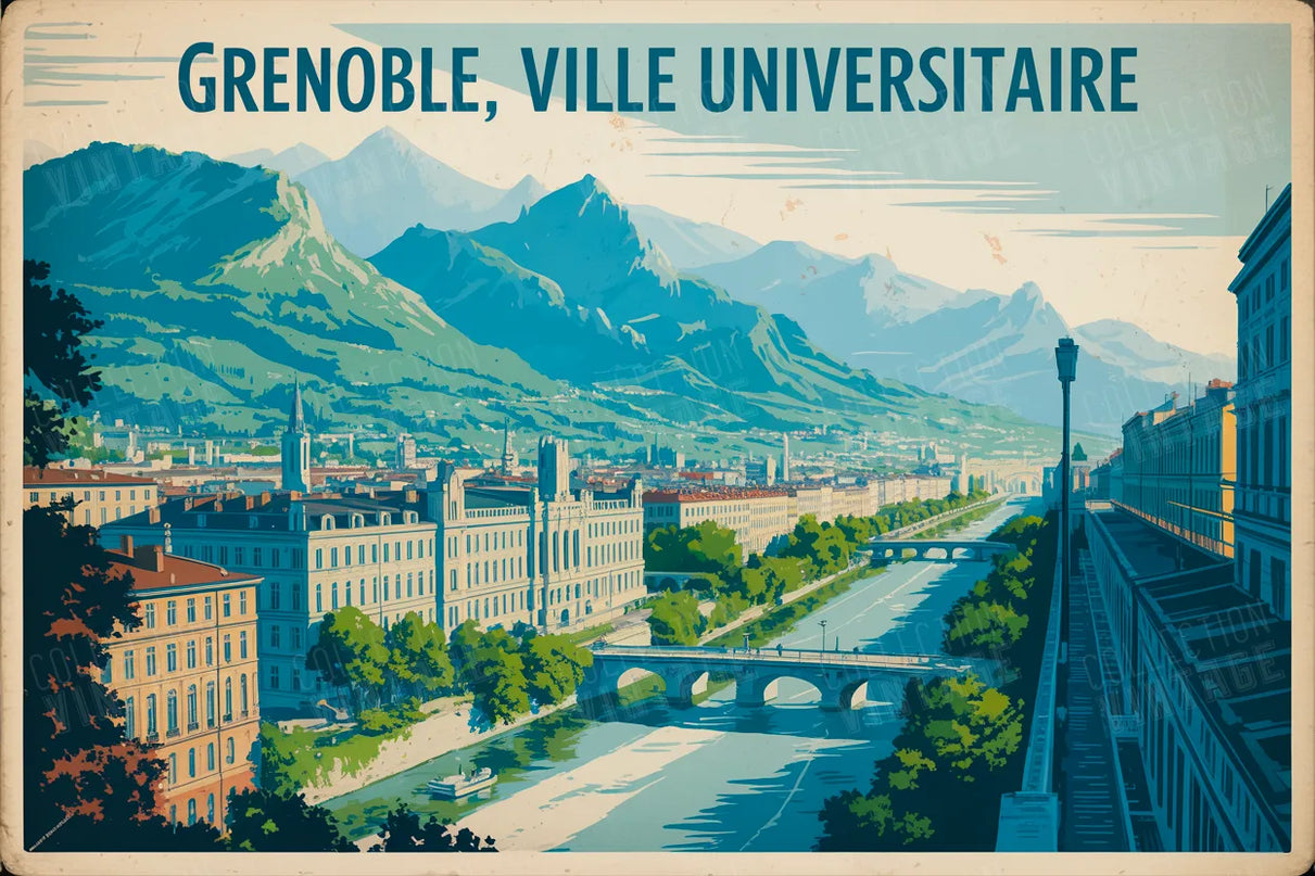 affiche grenoble université ville vintage