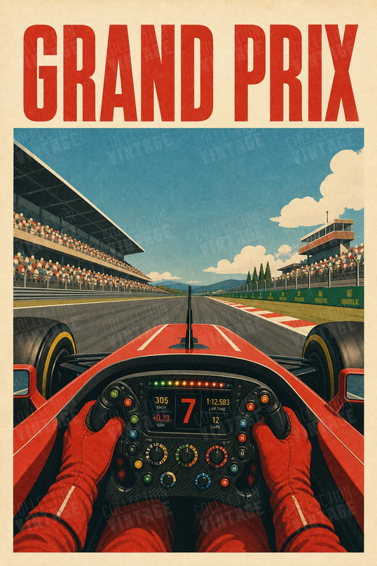 affiche grand prix f1 vue cockpit