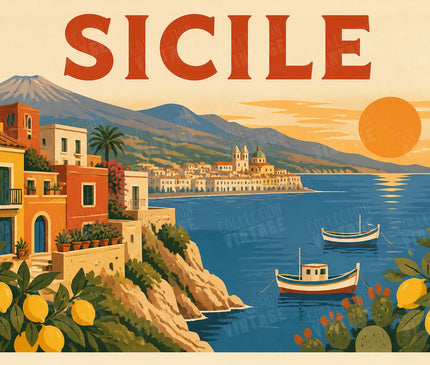 poster décoratif sicile style rétro