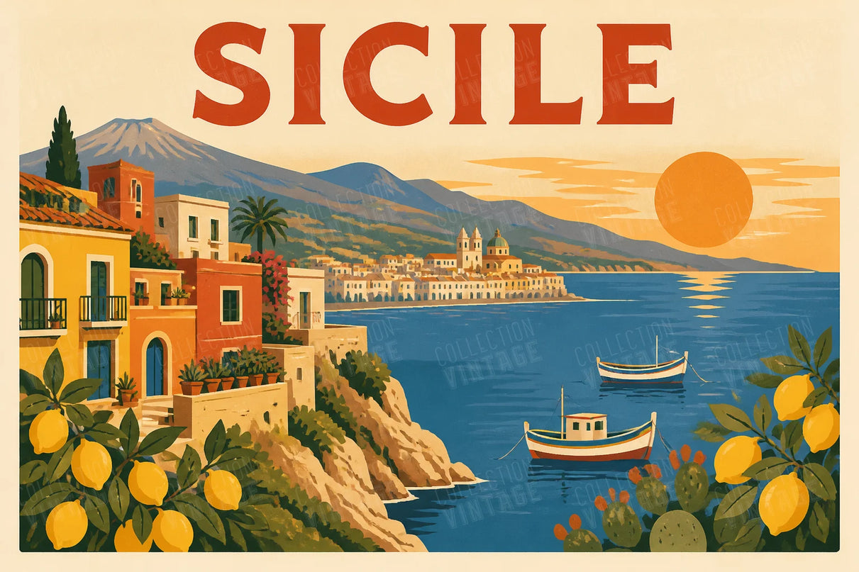 poster décoratif sicile style rétro