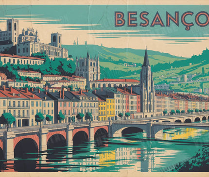 affiche besançon paysage urbain minimaliste