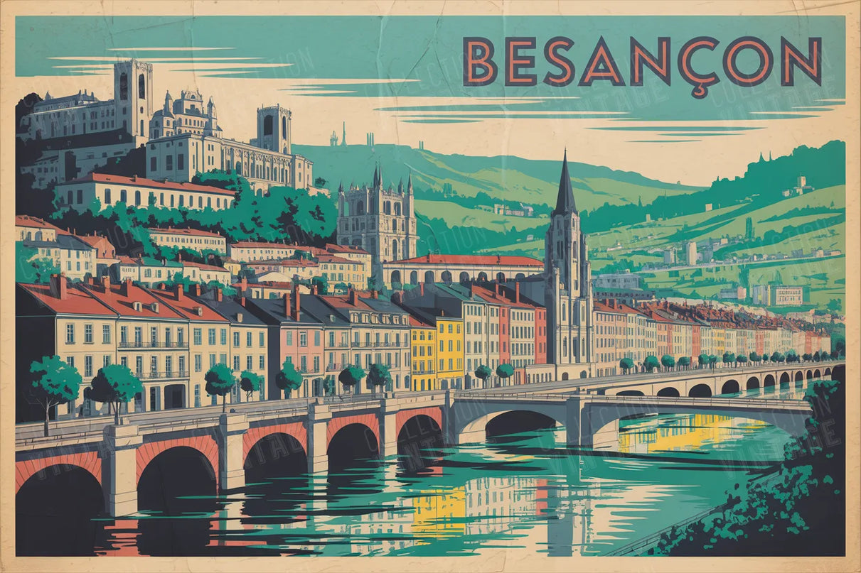affiche besançon paysage urbain minimaliste