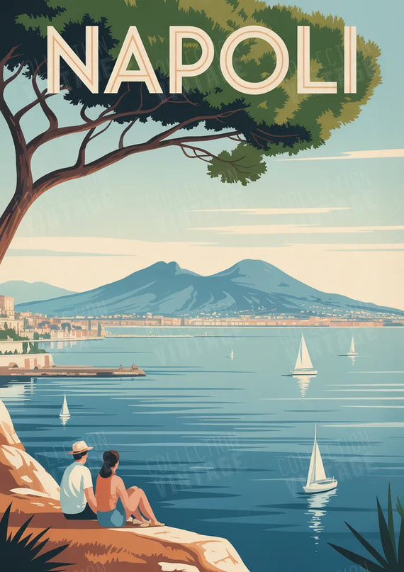 affiche baie de naples vintage