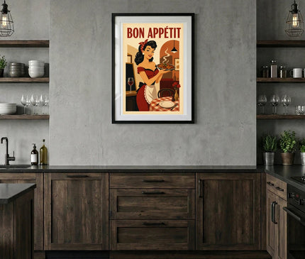 affiche vintage pin up publicité restaurant