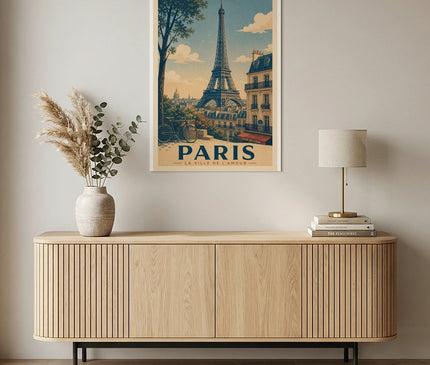 Poster mural tour Eiffel illustration vintage