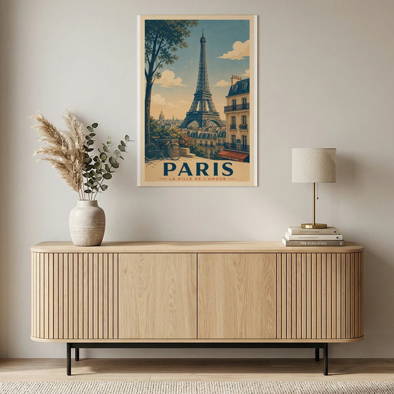 Poster mural tour Eiffel illustration vintage