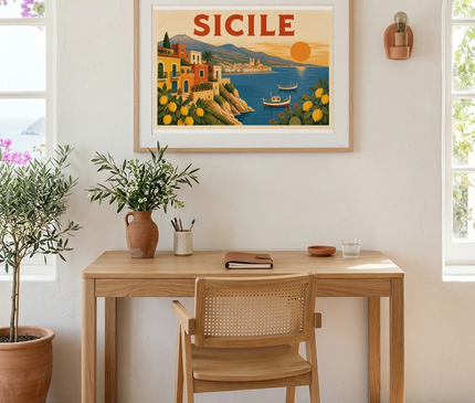 poster décoratif sicile style rétro