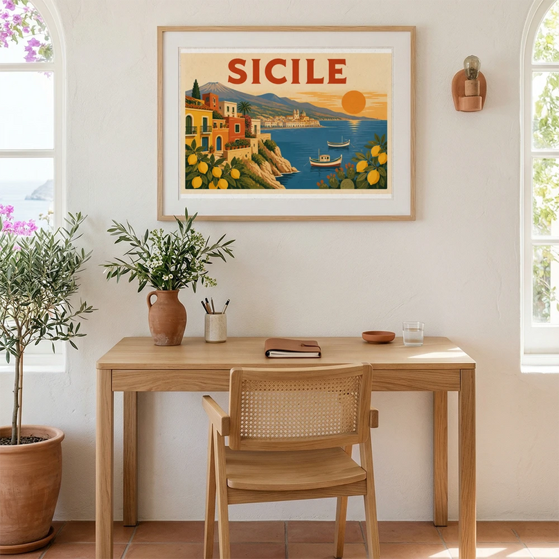 poster décoratif sicile style rétro