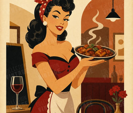 affiche vintage pin up publicité restaurant