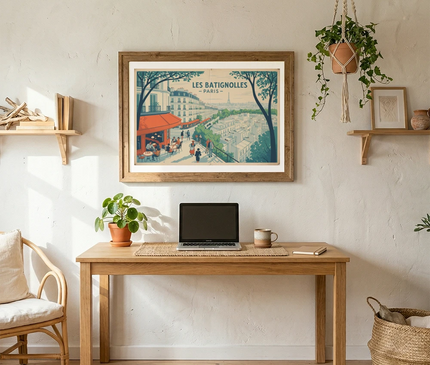 affiche batignolles paris vintage