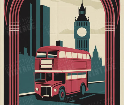 affiche londres vintage rouge et noir