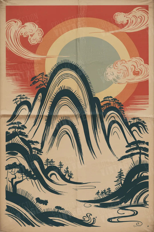 affiche chine design abstrait asiatique