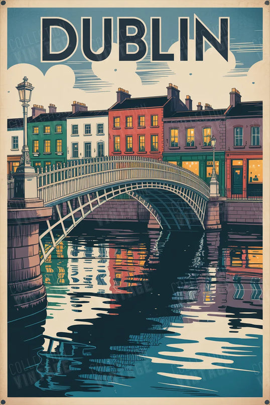 affiche dublin aquarelle vintage