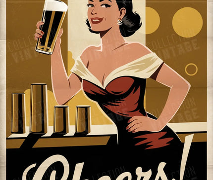 affiche pin up bière vintage