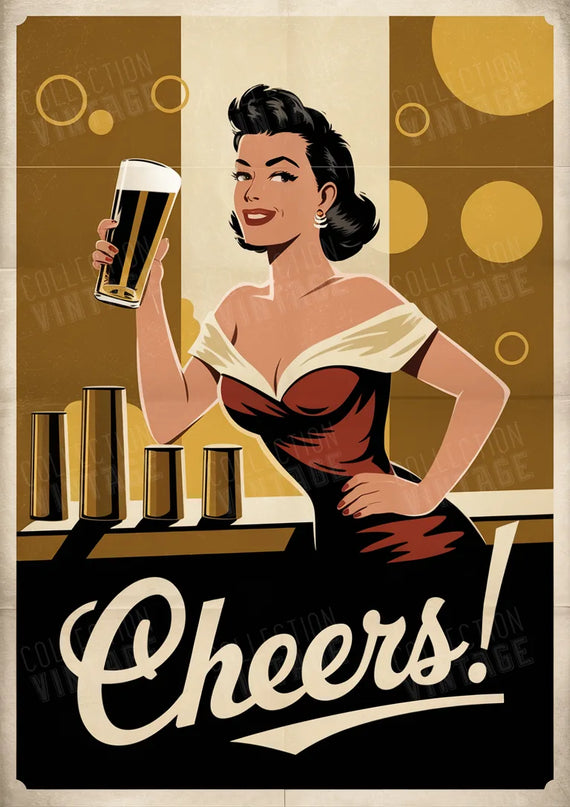 affiche pin up bière vintage