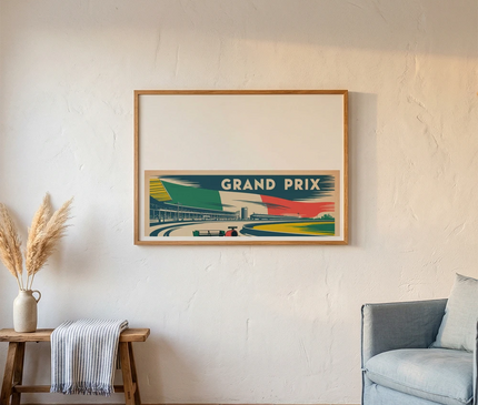 affiche grand prix f1 composition typographie et voiture