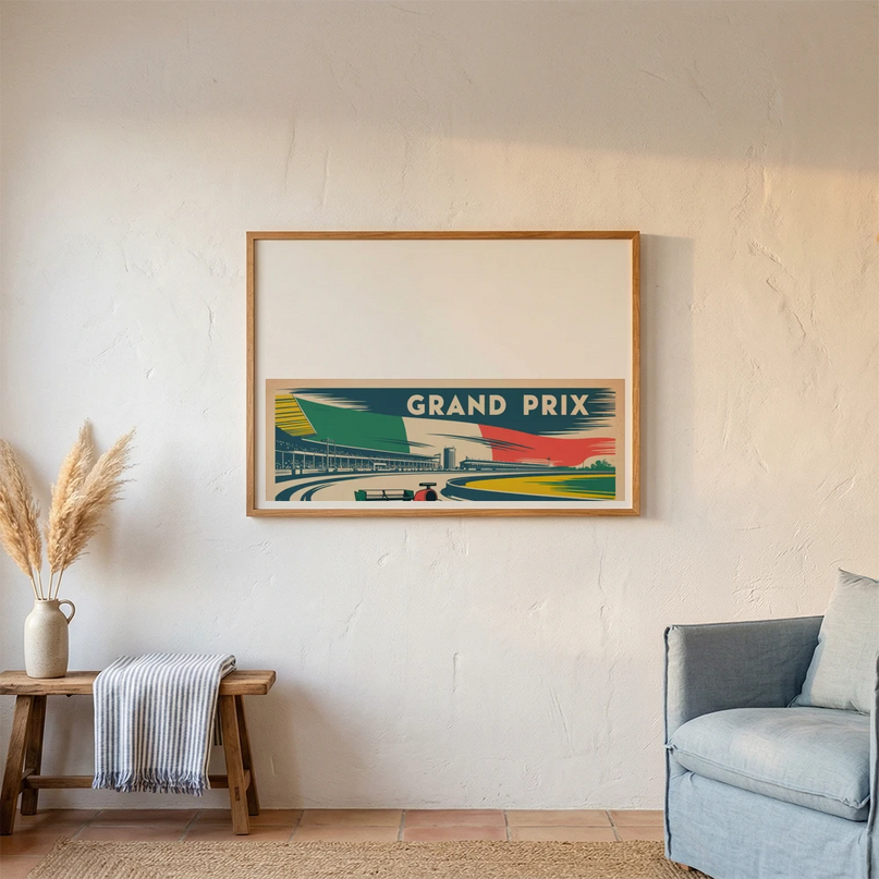 affiche grand prix f1 composition typographie et voiture