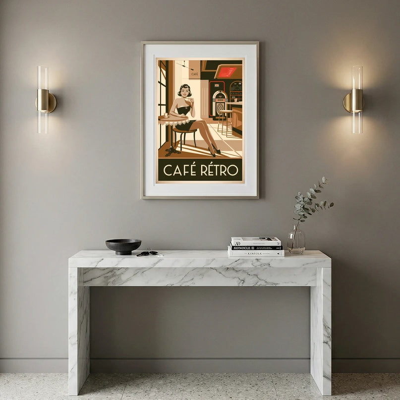 affiche pin up café rétro
