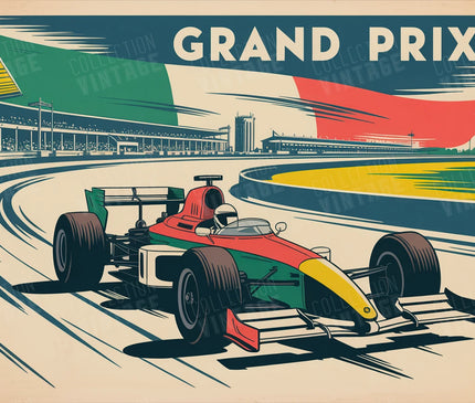 affiche grand prix f1 composition typographie et voiture