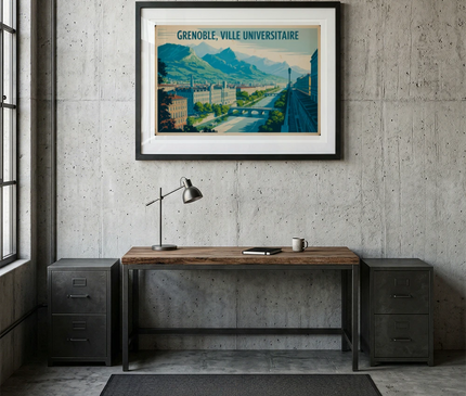affiche grenoble université ville vintage
