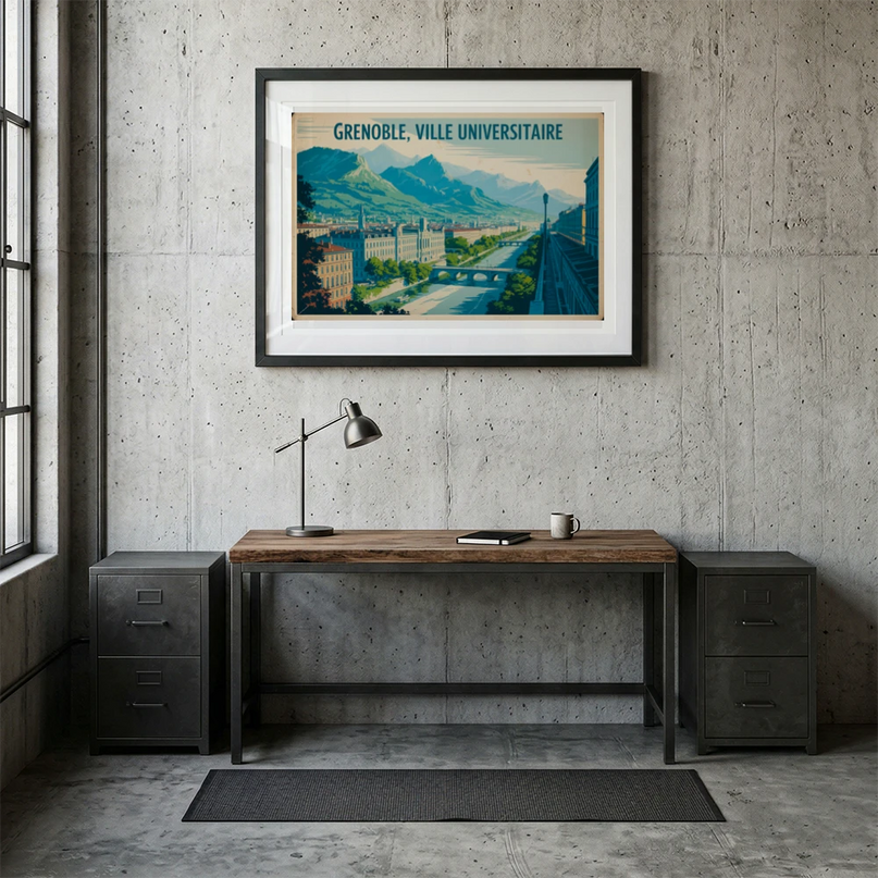 affiche grenoble université ville vintage
