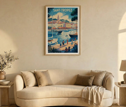 affiche saint tropez illustration graphique rétro