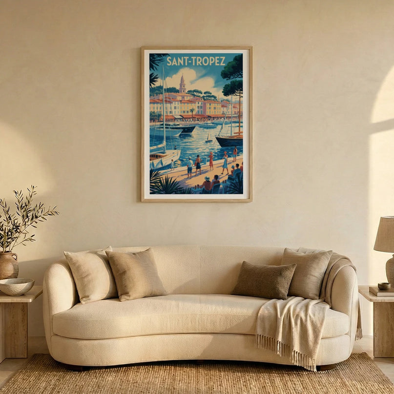 affiche saint tropez illustration graphique rétro