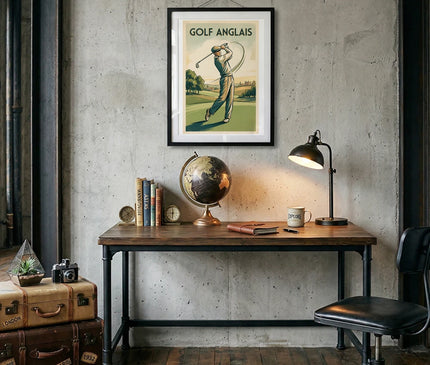 affiche golf campagne anglaise vintage