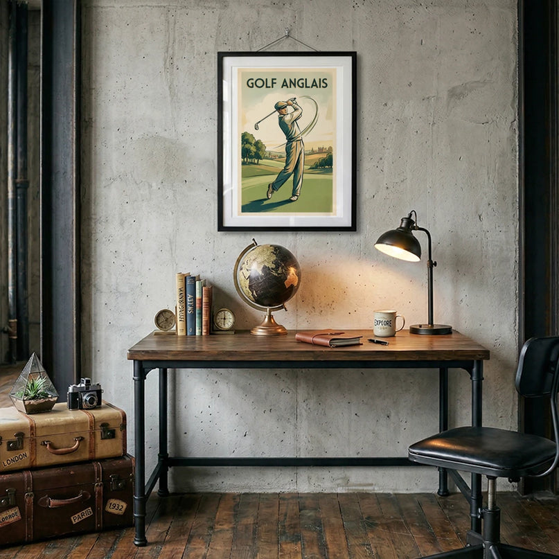 affiche golf campagne anglaise vintage